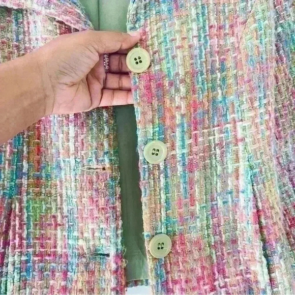 RW&CO PASTEL PINK LILAC BLUE TWEED FALL JACKET SIZE  6 - Picture 11 of 16